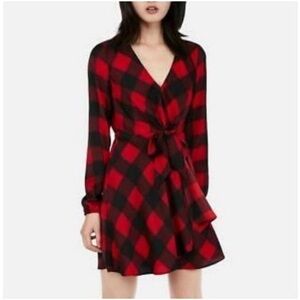 Express long sleeve plaid holiday mini dress size XXS